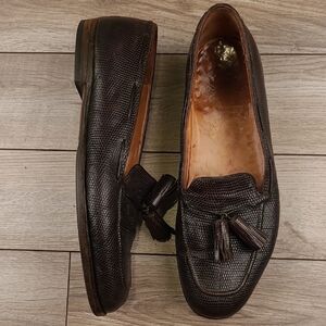 JOHN LOBB Dark Brown Snakeskin Leather Sz 12 Mens Tassel Loafers RARE BESPOKE